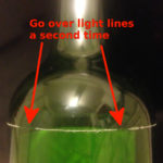 Scoring glass bottle correctly to cut it.